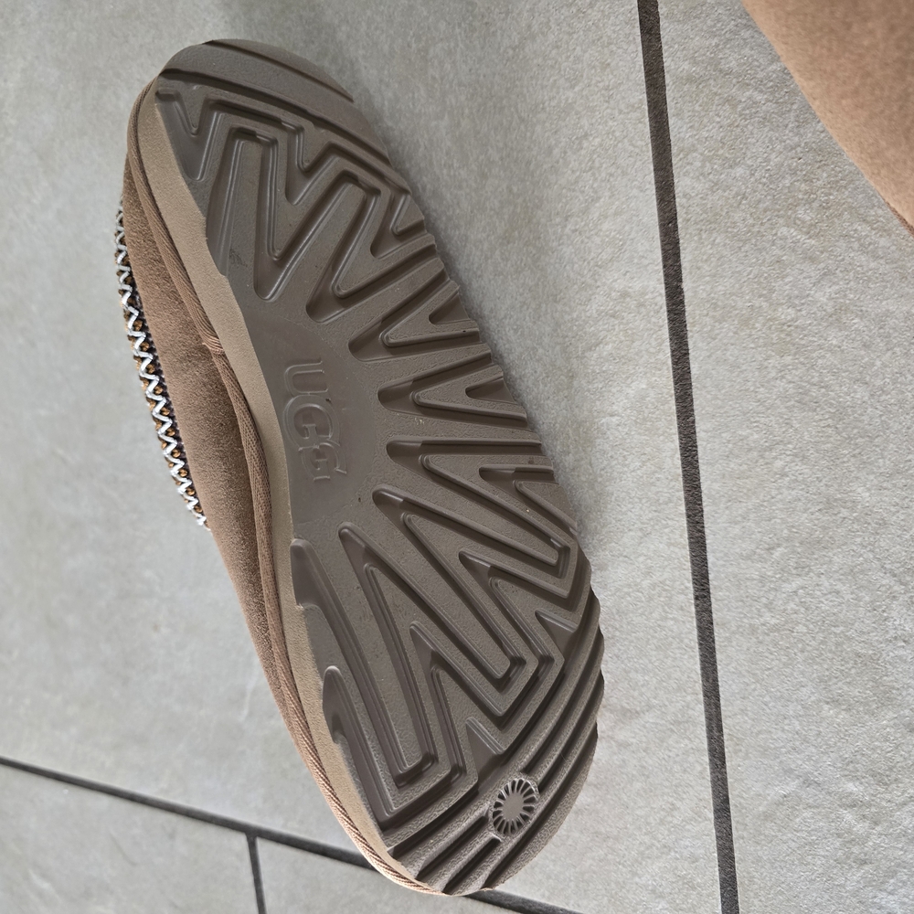 UGG Tasman Tan Sheepskin Slippers with Plush Lining - Picture 2 of 5